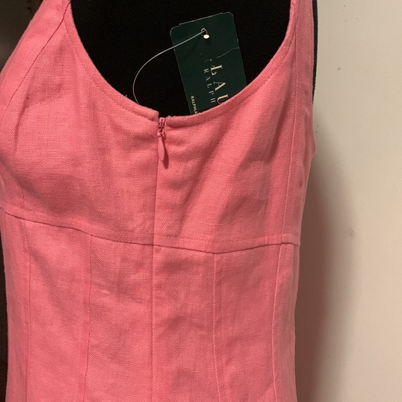 Lauren Ralph Lauren misses sleeveless fitted linen dress petunia pink size 4 - Picture 4 of 12